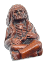 Vintage Syroco Indian Chief With Peace Pipe Sitting Native 2.5&quot; Resin - $12.00
