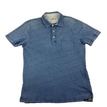 Faherty Polo Shirt Men&#39;s Medium Indigo Blue Short Sleeve Cotton - £18.17 GBP