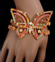 Blinged out butterfly Bracelet - BIG vintage rhinestone jewelry - statement brac - £87.92 GBP