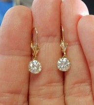 3.00 Ct Round Simulated Diamond 14K Yellow Gold Plated Drop/Dangle Gift Earrings - £55.37 GBP