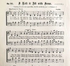 1883 Gospel Hymn Left It All With Jesus Sheet Music Victorian Religious ... - $14.99