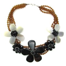 One of A Kind Floral Harmony Agate Stone Necklace - £42.21 GBP