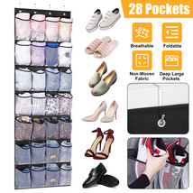 28 Pocket Over Door Shoe Organizer Bag Hanging Storage Holder Hanger Clo... - £24.69 GBP