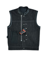 Men&#39;s Denim Leather Vest with White Stitching Concealed Carry Pocket - $1,757.72 MXN+