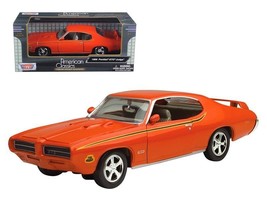 1969 Pontiac GTO Judge Orange with Stripes 1/24 Diecast Model Car by Mot... - £30.89 GBP