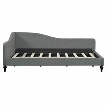 Gray Twin Size L-Shaped Linen Daybed | Solid Wood Legs, for Guests - $296.99