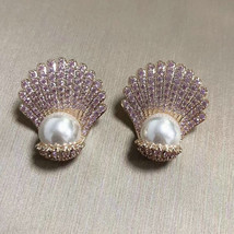 Bilincolor white pearl green clam shell earring for women thumb200