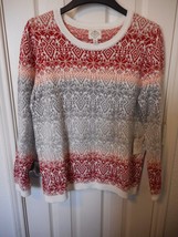 Women&#39;s St. John&#39;s Bay Crew Neck Sweater Snow Flakes Size X-Large Red - £15.41 GBP