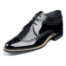Stacy Adams Mens Black Shoes Dayton Wingtip Shiny Leather Tuxedo 00605-01 image 2
