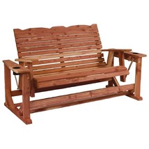 DELUXE STRAIGHTBACK GLIDER LOVESEAT - Outdoor Bench with Cupholders - £774.53 GBP