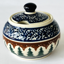 Boleslawiec Polish Pottery Honey Jelly Jam Jar &amp; Lid Handmade in Poland 3.75&quot; - £27.22 GBP