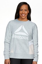 Reebok Women&#39;s Journey French Terry Cropped Crew Sweatshirt, Grey Heathe... - £20.51 GBP