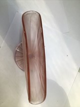 Glass Fan Vase Pink Adam&#39;s Rib Pattern 1930&#39;s Depression Glass - £17.12 GBP