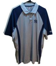 New York Yankees MLB Vintage 90s Blue Gray Logo Majestic Sewn Polo Shirt XL - £9.12 GBP