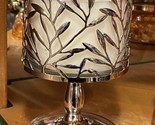 NEW Bath and Body Works Silver Vine Leaf Pedestal Three Wick Candle Holder - $19.70