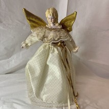 Vintage Silvestri Handmade Christmas Angel Tree Topper Gold Wings and Accents - £7.91 GBP