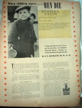 Western Union When Children Starve Men Die WWII Advertising Print Ad Art  - £7.98 GBP
