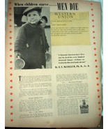 Western Union When Children Starve Men Die WWII Advertising Print Ad Art  - $190.55 MXN