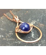 Handmade copper pendant necklace: teardrop herringbone wire wrapped lapi... - €22,25 EUR