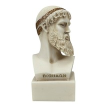 Poseidon Büste Gott des Meeres Griechisch Römisch Alabaster Grau Statue... - $44.59