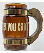 VTG Siesta Ware Glass Mug Amber Brown Cookie Jar with Wood Handle Bet yo... - £10.08 GBP