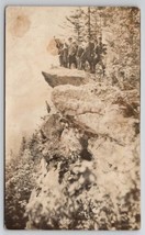 RPPC Group of Young Men on top a Cliff Rock Postcard E23 - $9.95