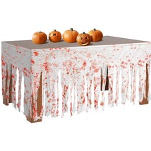 400 X 30 Inch Halloween Bloody Cloth Table Skirt- Creepy Halloween Bloody Gauze  - £19.33 GBP