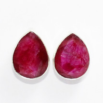 925 Sterling Silver Natural Ruby Earrings Handmade Gemstone Jewelry Gift For Her - £31.00 GBP