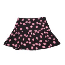 Crepas Skirt Womens M Black Pink Short Flare Floral Elastic Waist Pull On - £14.74 GBP