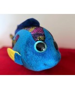 Ty Beanie Boo Plush Aqua Blue Fish Stuffed Animal 11” Length - $149.72 MXN