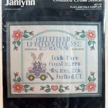 Janlyn Counted Cross Stitch Kit Birth Sampler Playland Pals Bunny - £11.87 GBP