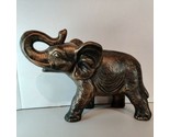 13&quot;L x 9&quot;H 2lb13oz Brushed Golden Bronze Look Hollow Elephant Decor Statue - £64.02 GBP