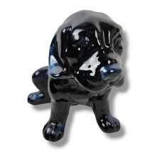 Black Lab Hound Dog Figurine 6.75&quot; Dark Blue Drip Glaze Terracotta Puppy... - $39.60