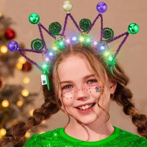Light Up Mardi Gras Headbands LED Carnival Hair Band Glowing Ball Hair Hoop for  - £16.40 GBP