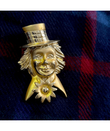 CLOWN Gold-Tone 2&quot; BROOCH Lapel Pin - Top Hat &amp; Flower - $24.47 CAD