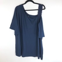 Bloomchic Plain Contrast Lace One Shoulder T-shirt Navy Blue 26 - £15.04 GBP