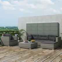 Outdoor Garden Patio Gray Poly Rattan 6 Piece Furniture Lounge Set Corne... - £535.83 GBP