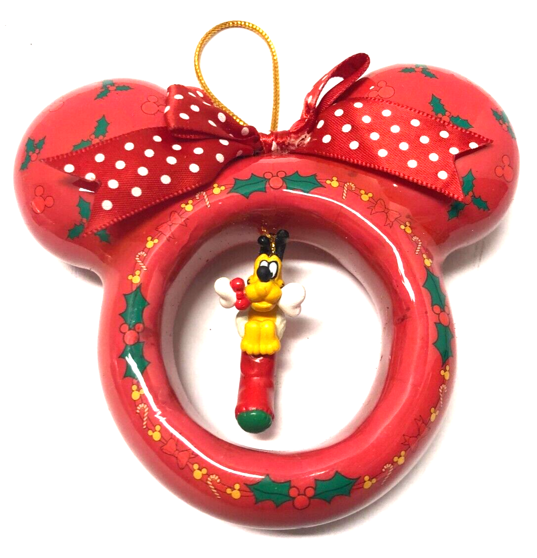 Disney Pluto in Stocking with Bone Mickey Head Christmas Ornament - $9.90