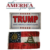 AES 3&#39;x5&#39; Donald Trump White #2 &amp; Georgia Gadsden Wholesale Flag Set - £13.19 GBP