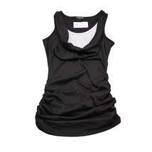 Venus Shirt Womens XS Black White Sleeveless Round Neck Rayon Layered Pullover - £17.81 GBP