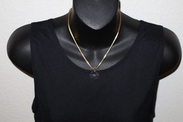 16” Gold Tone Chain Necklace With Octagon Crystal Pendant Simple Elegant... - $12.00