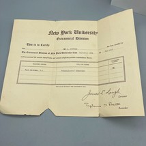 Antique 1920s Course Completion Certificate, Vintage Ephemera New York Universit - £16.19 GBP