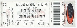 2005 Marlins @ San Francisco Giants Full Unused ticket July 23rd Cabrera HR - £7.55 GBP