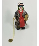 Hobo Clown Ornament 6&quot; Vintage 1990 Violin Green Hair Christmas Tree Clo... - £6.29 GBP