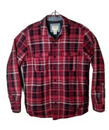 LL Bean Men M Plaid Primaloft Red Button Down Long Sleeve Jacket Shirt - £53.75 GBP