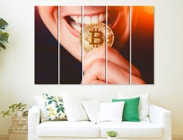 Gold Bitcoin Canvas Print Cryptocurrency Bitcoin Wall Art Gift for Trader Crypto - £38.33 GBP