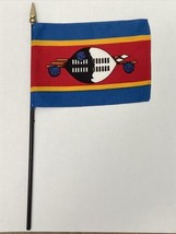 New Swaziland Mini Desk Flag - Black Wood Stick Gold Top 4” X 6” - $5.00