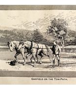 Young President Garfield On The Tow Path 1881 Wood Engraving Victorian D... - €34,36 EUR