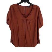 Madewell Burnished Mahogany Lightweight Tunic Blouse V-Neck Short Sleeve Medium - £21.57 GBP