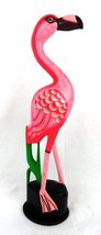 20" Hand Carved Beautiful Wood Pink Flamingo Bird Sculpture Tropical Home Decor - £22.14 GBP